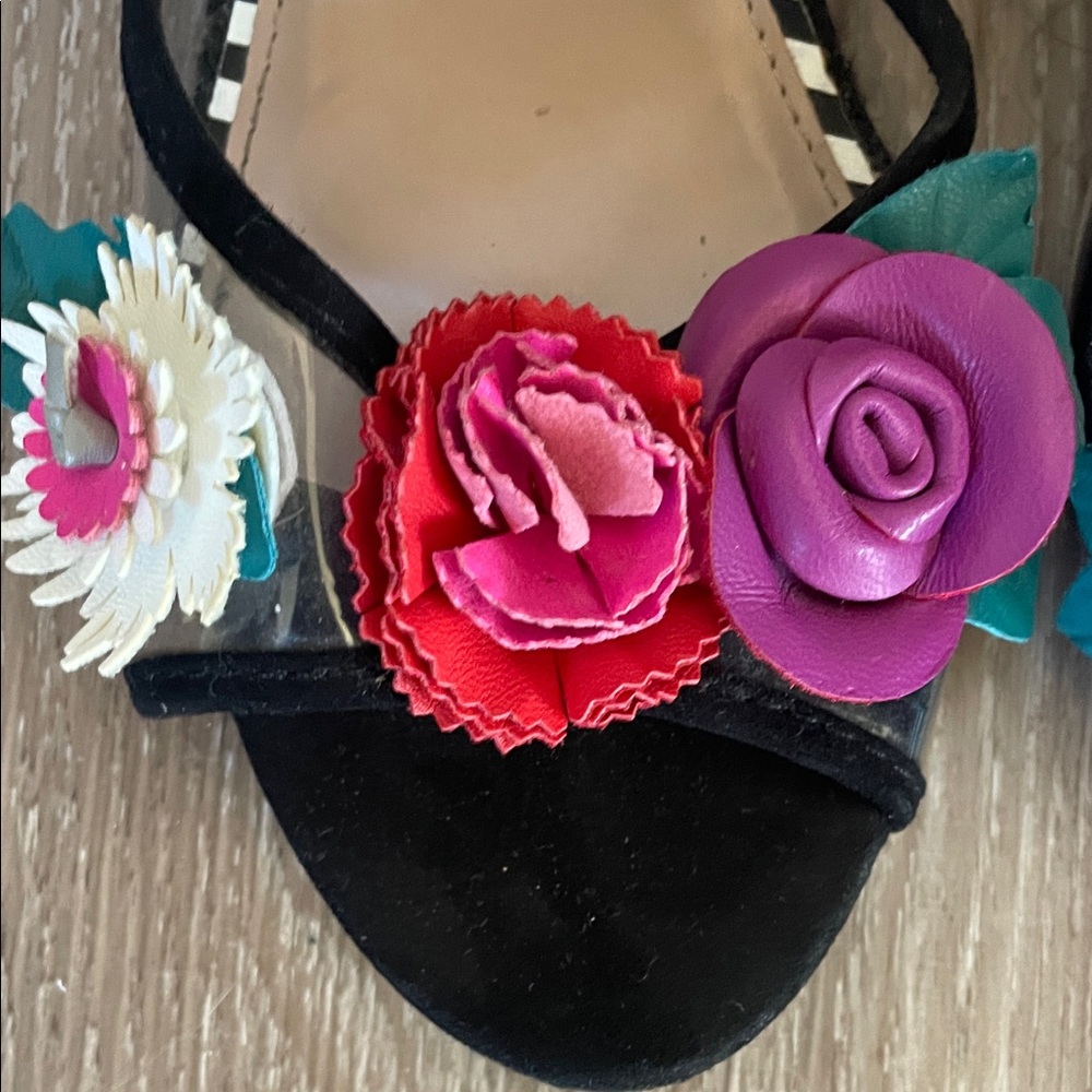 Betsey Johnson Black Heels with Colorful Floral Accents - Picture 9 of 10